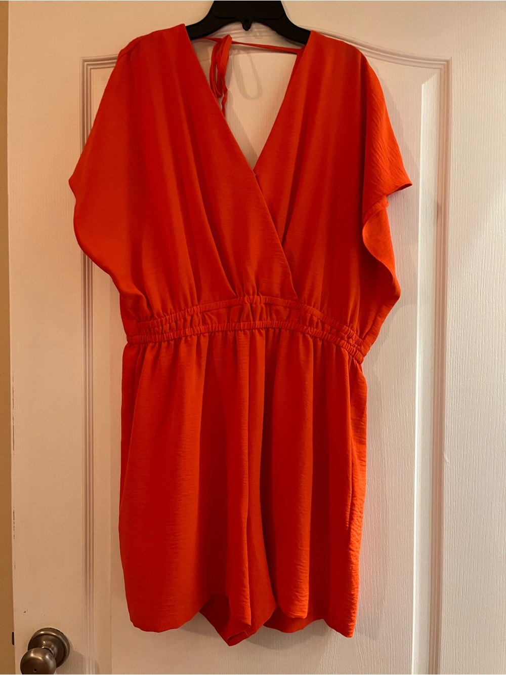 Emma & Michele Bright Orange V-Neck Romper